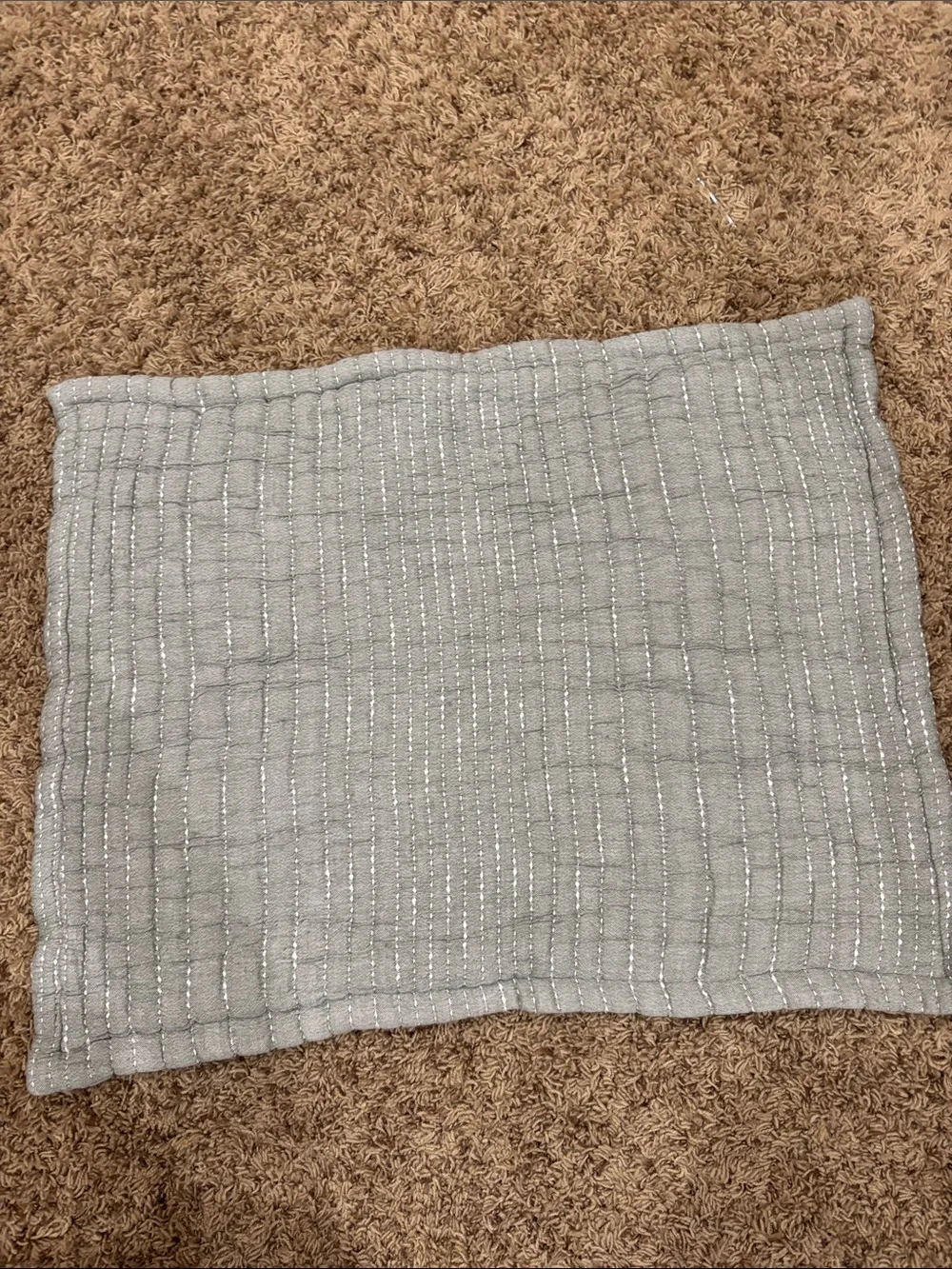 Quince Sham Set - Organic Cotton Channel Stitch Standard Size in Green